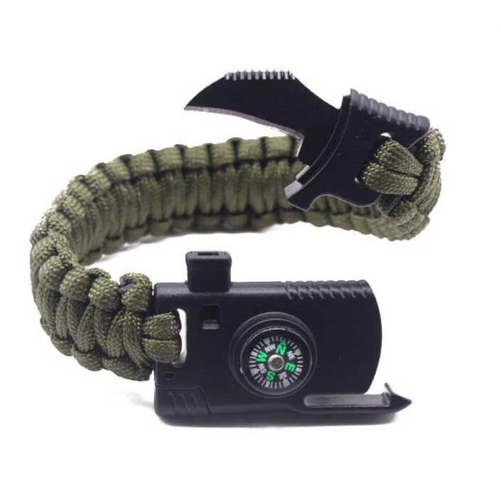 Bracelet paracorde de survie vert ⚔️ Boutique Épées