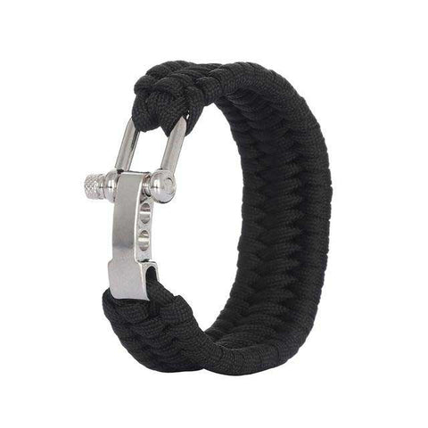 Bracelet Paracorde<br>  avec Manille - Noir